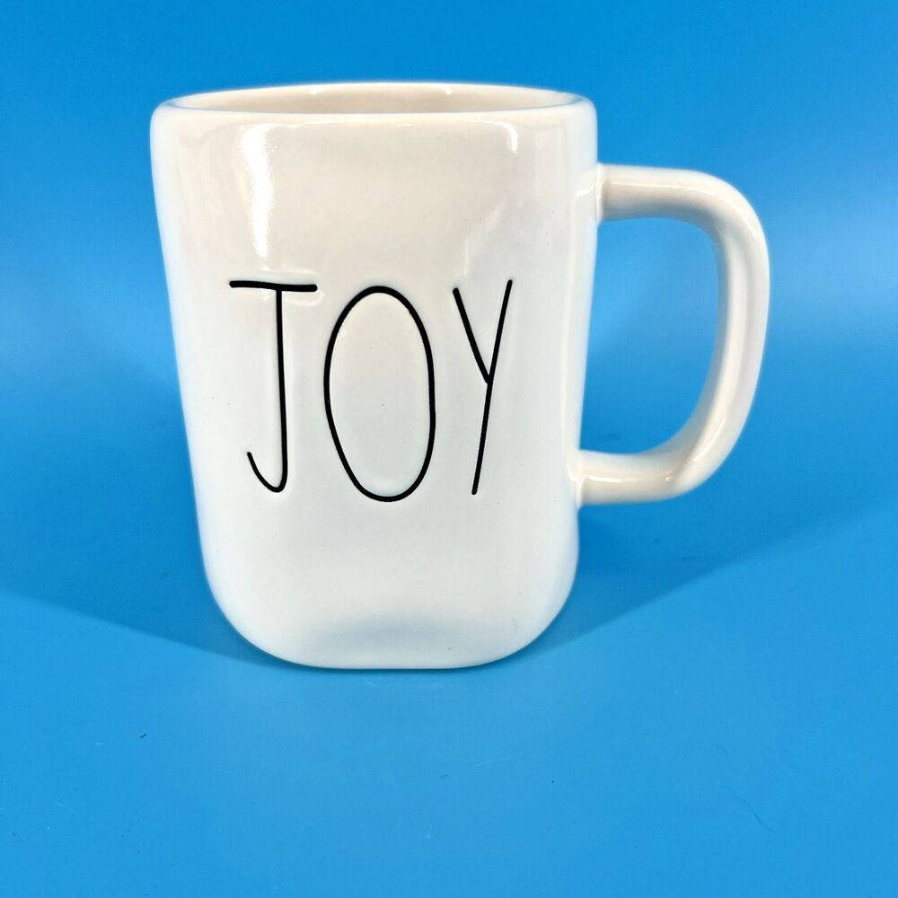 Rae Dunn “Joy” Mug Farmhouse Coffee Tea Cup White Magenta Artisan Collection